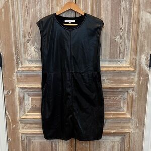 Melissa Nepton Faux Leather Black Sleeveless Dress